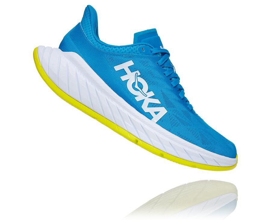 Hoka One One Hardloopschoenen Dames - Carbon X 2 - Blauw/Wit - CJ8546190